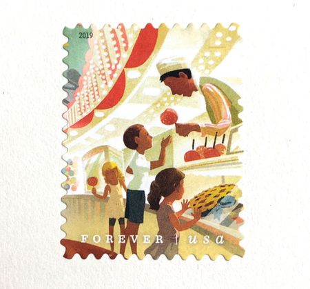 100 Carnival Fair Party Postage Happy Mail Stamps for Mailing